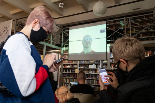 "turbojambon drawn by various artists on tablet", performance by Patrick Jambon in Berlin, 2020 - 2021.