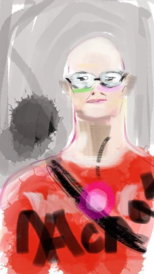 "turbojambon drawn by various artists on tablet", performance by Patrick Jambon in Berlin, 2020 - 2021.